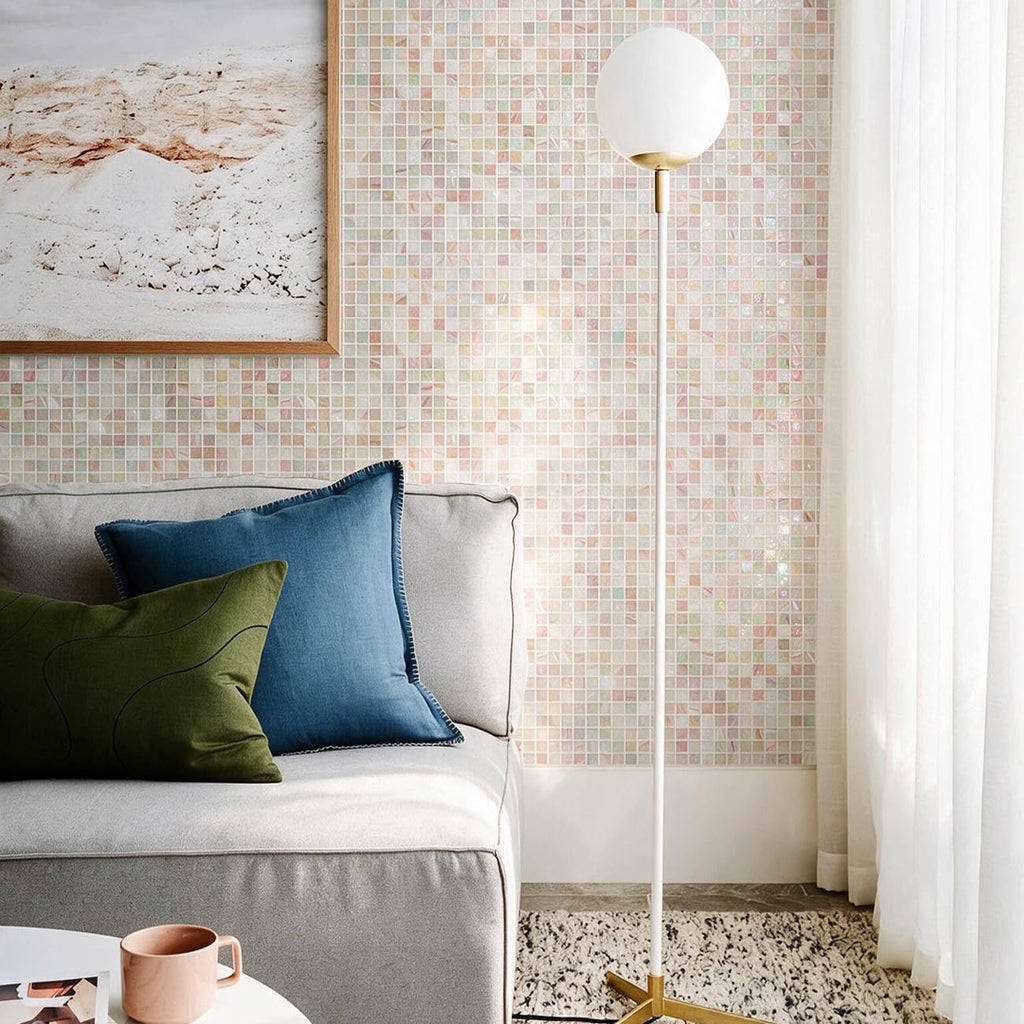 5.75 Sq.Ft Iridescent Pink Glass Mosaic Tile, Backsplash