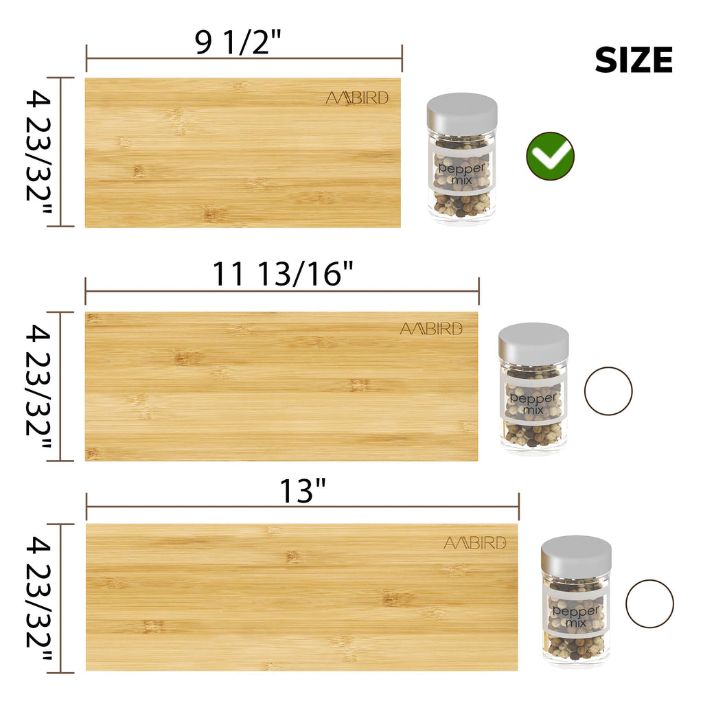 Bamboo Spice Drawer Organizer with Non-slip Mat,4 Tier Jar Spice Rack Tray 9.5'',Seasoning Organizer