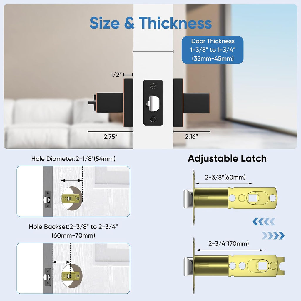 Exterior Door Handle, Front Door Locks with Key, Keyed Alike Door Lock Set and Rental, Exterior Door Knob for Entry