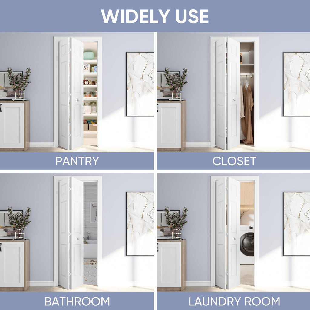 30 x 80 in. 6-Panel Bifold Door, Primed Hollow Core Closet Door