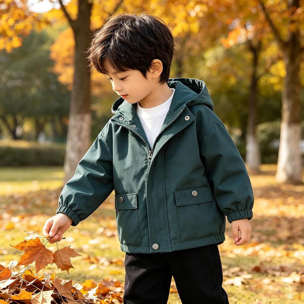 Toddler Boys Windbreaker Jackets Baby Boy Lightweight Pocket Zip Up Hooded Jackets Kids Casual Outerwear