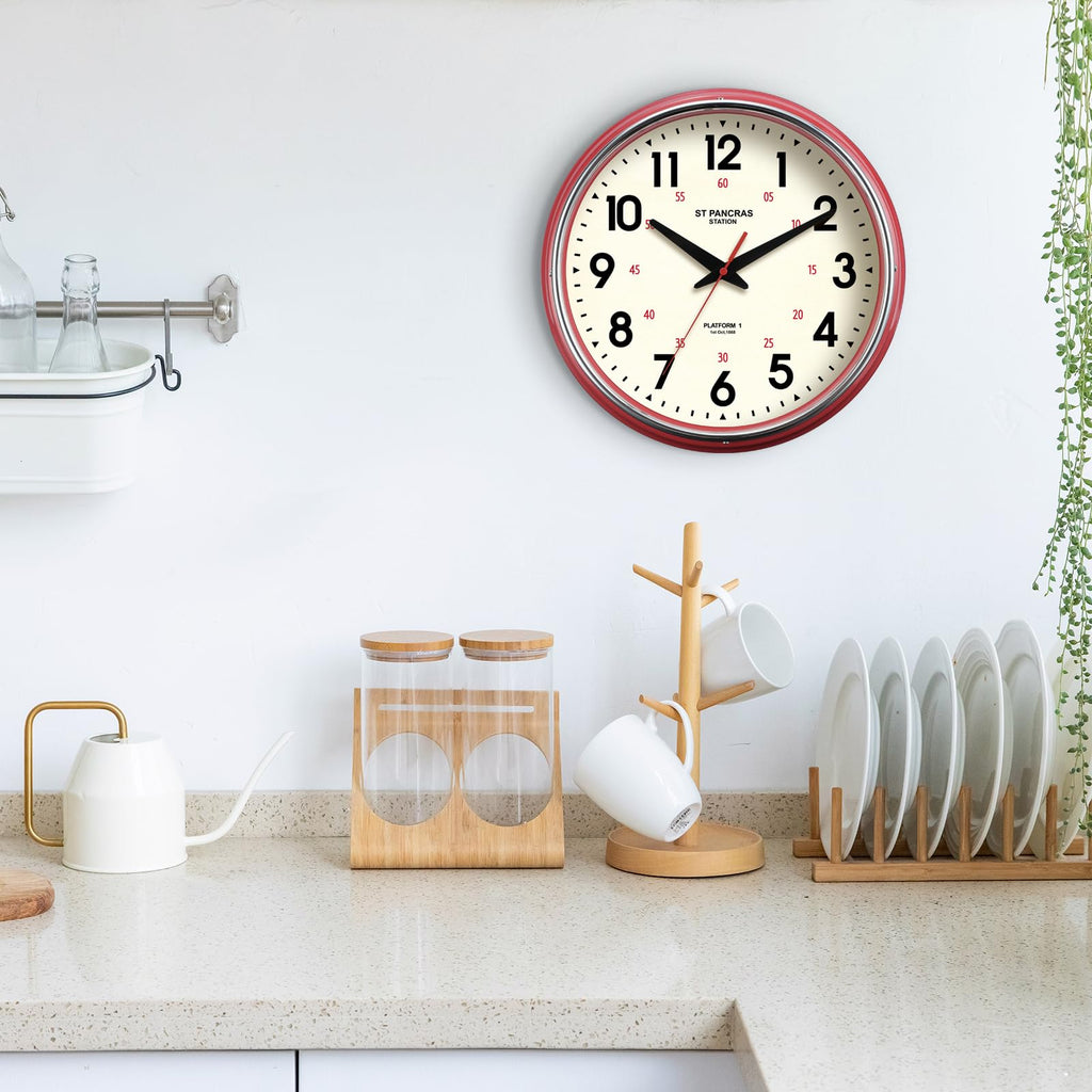 Wall Clock Metal 12.4" Countryside Style Wall Clocks Retro Vintage Classical Silent Non Ticking Easy to Read