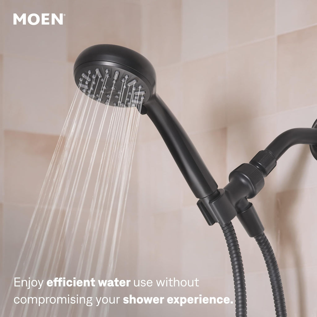 6-Function Handheld Shower Head with Hose, Detachable Hand Shower, Matte Black, 280H1BL