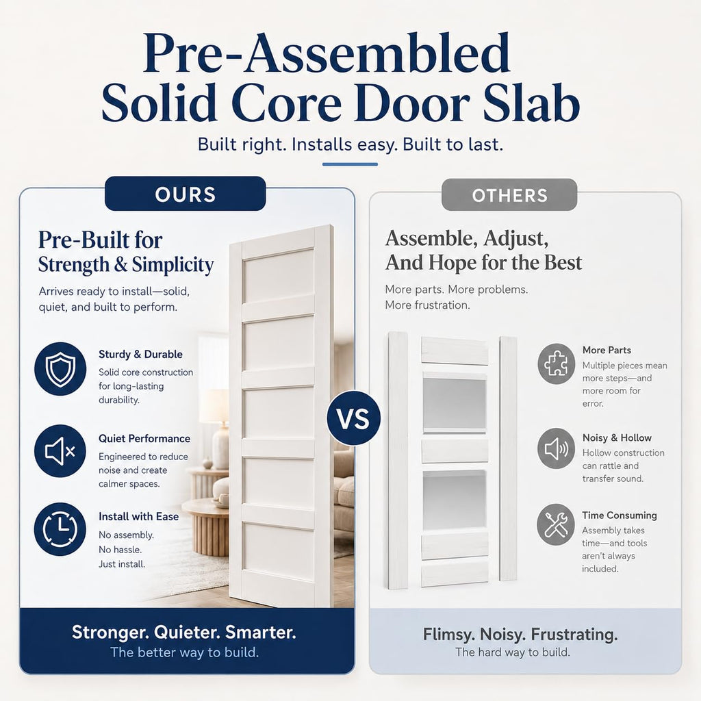 32x80 Interior Door Slab, 1 Panel Solid Core Doors, Bedroom Door, Wooden Doors