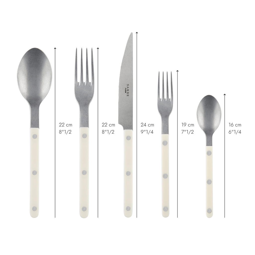 Flatware Set - Bistrot Vintage Collection - Knife, Fork, Soup Spoon, Teaspoon & Dessert Fork - Stainless