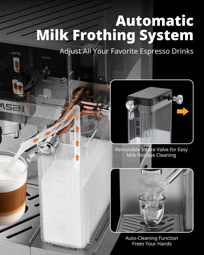 20 Bar Espresso Machine with Automatic Milk Frother, Cappuccino & Latte Coffee Maker with Quick Brew Dual Boiler