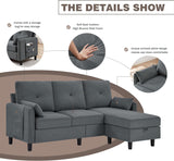 Convertible Sectional Sofa, 77" Small L Shaped 3 Seat Couch with Reversible Storage Chaise