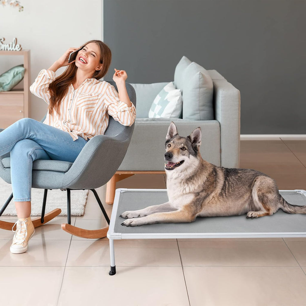 Chewproof Elevated Dog Bed - Cooling Raised Pet Cot, Breathable Mesh, Washable & Non-Slip for Large Dogs