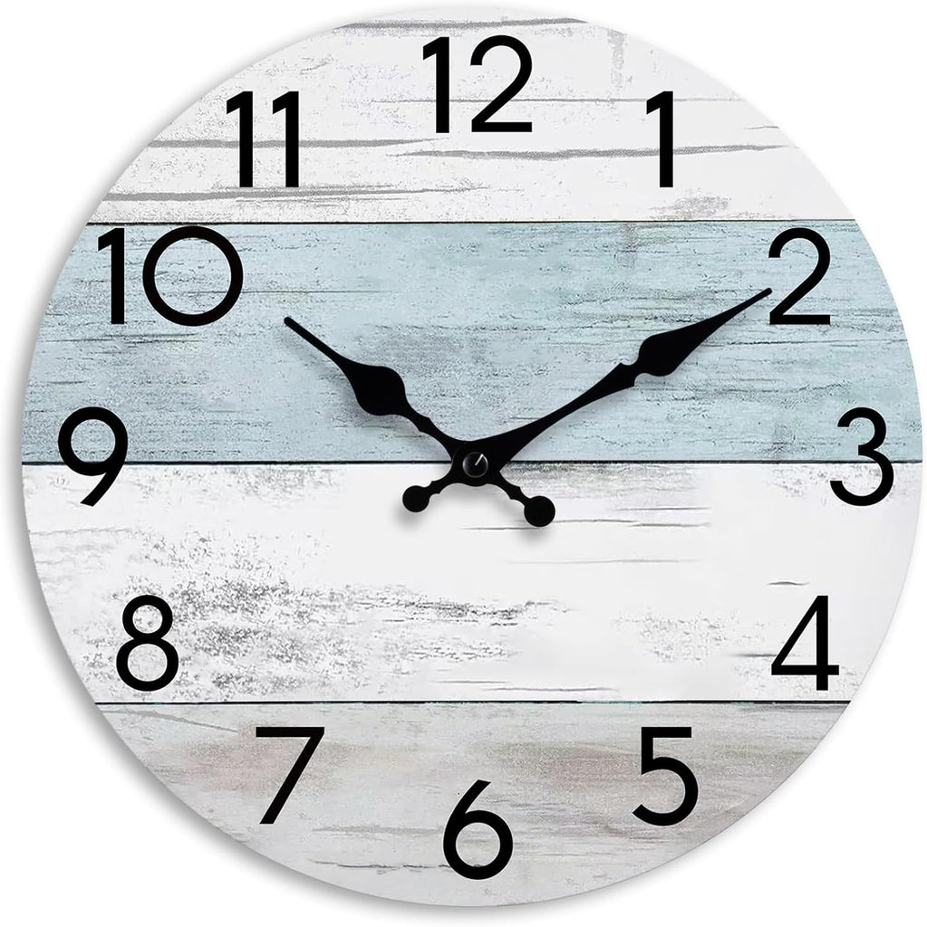 Wall Clock Silent Non-Ticking 14 Inch Battery Operated Country Large Retro Rustic and Beach Style Decorative for