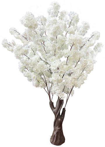 Artificial Cherry Blossom Tree, 4.3FT White Faux Cherry Blossom Tree, Wedding & Party Decoration, Indoor & Outdoor