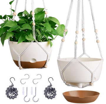 Set of 2-10 Inch Hanging Planters for Indoor Plants with Self-Watering Includes Hanging Pots for Plants, Outdoor