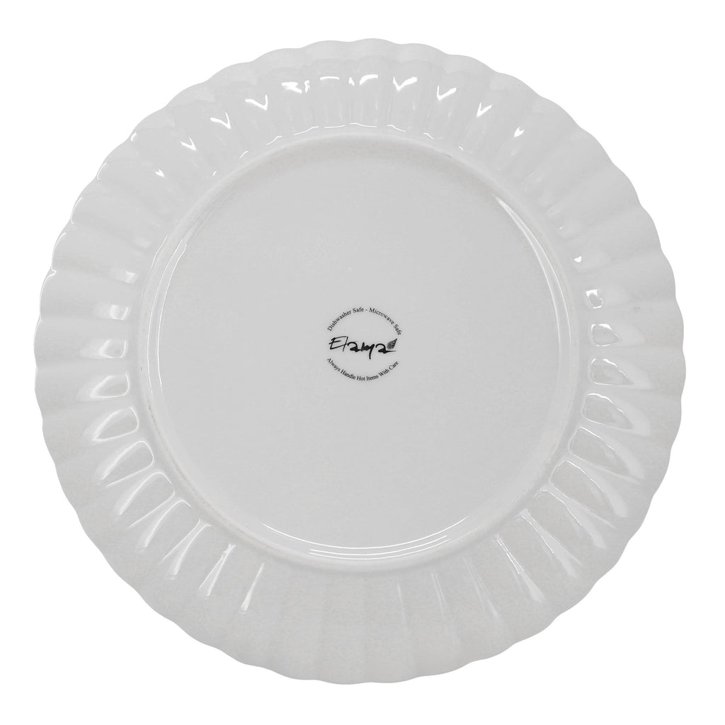Jane 16 Piece Scalloped Double Bowl Porcelain White Dinnerware Set, Serveware, Tableware, Bowls, Plate Set (Jane)