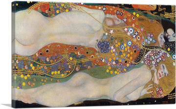 Water Serpents II Snakes 1907 Canvas Art Print Stretched Framed Painting Picture Poster Giclee Wall Decor by Gustav