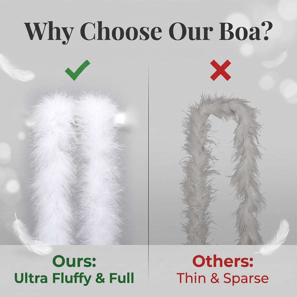 30g Fluffy Marabou Feather Boa for DIY Craft Sewing Trim Home Wedding Party Decoration-White - 2 Yards
