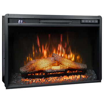26" Wide Electric Fireplace Insert, 6 Brightness Level, 5 Flame Speed, 62-82°F, Timer & Remote Control, Indoor