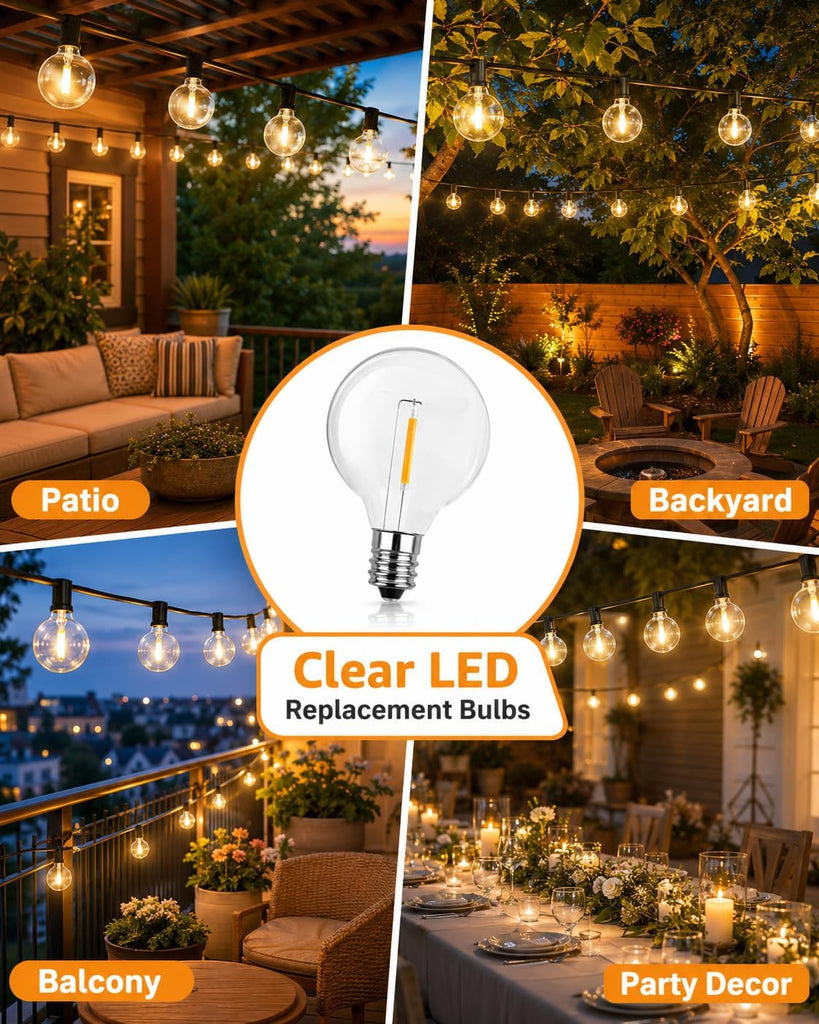 G40 LED Replacement Bulbs, 0.6W Shatterproof Globe Bulb