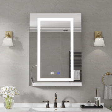 20x26 Inch Aluminum LED Bathroom Medicine Cabinet with Mirror
