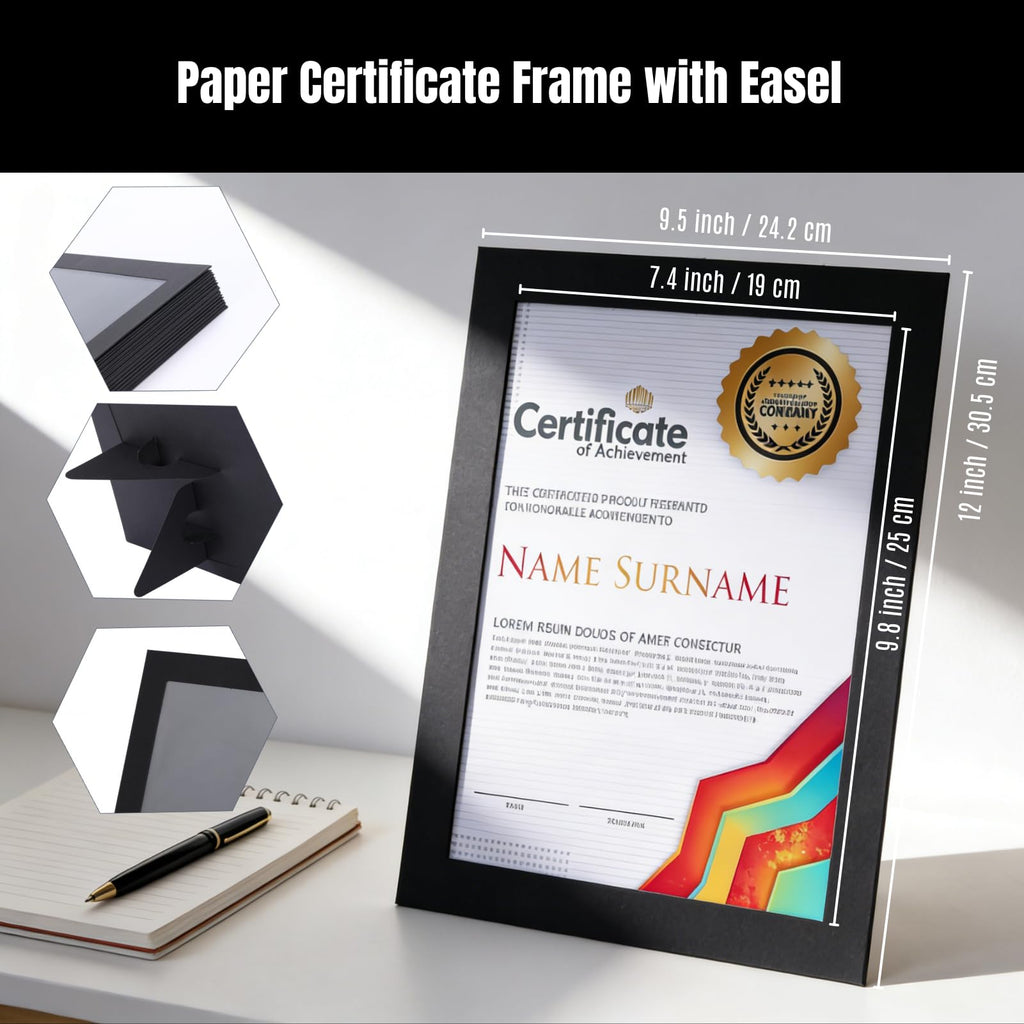 8.5x11 Picture Frame with Clear Window and Easel Back - Cardboard Document Frame for Certificates, Diplomas, Degrees