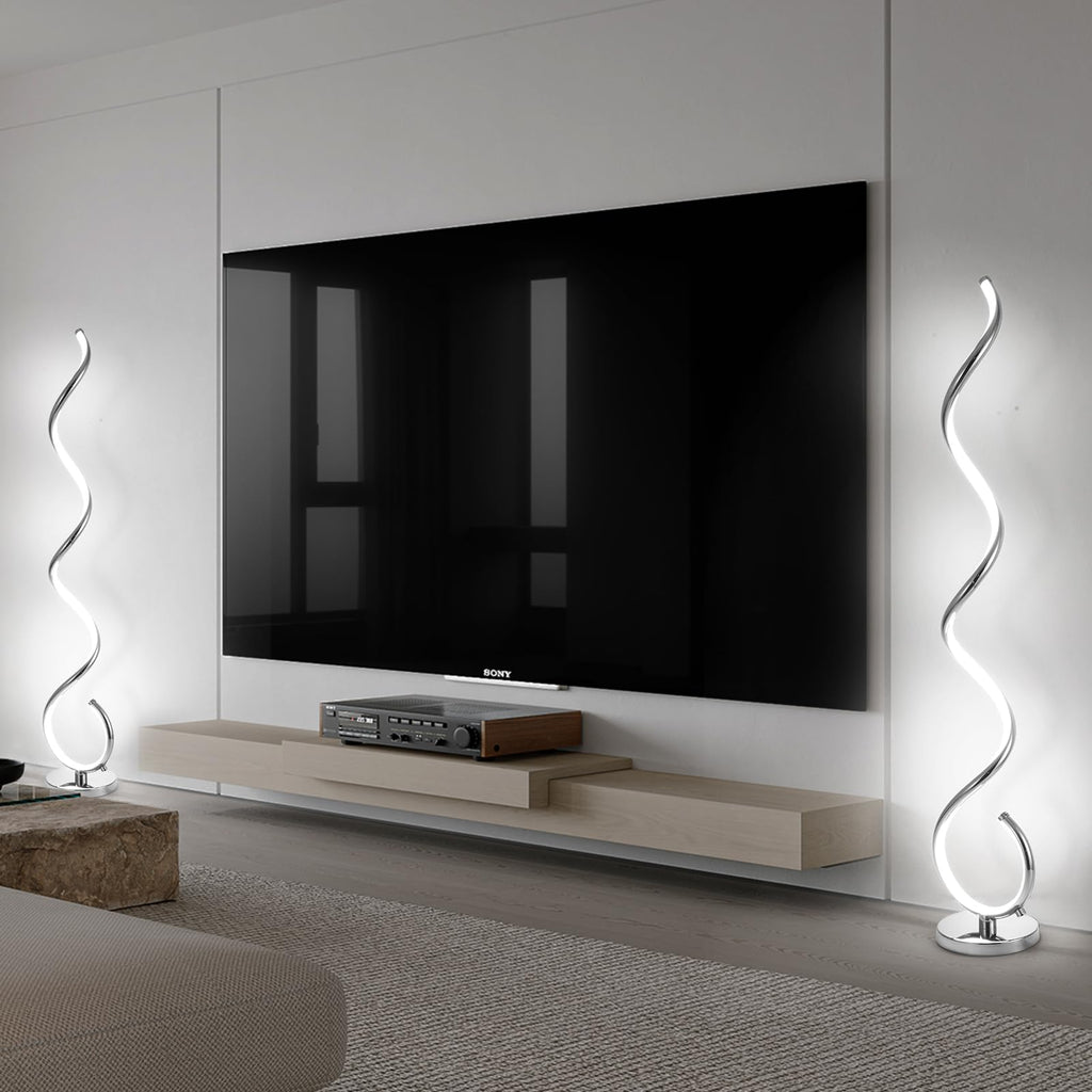 Spiral LED Floor Lamp, 40W Modern Floor Lamps with Remote Control, 3 Colors Stepless Dimmable Floor Standing Lamp