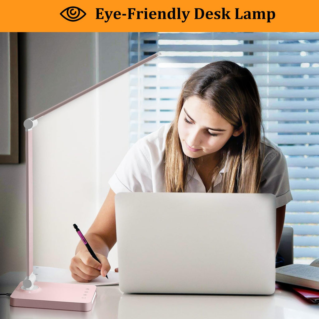 LED Desk Lamp with USB Ports,Touch Desk Lamps with 5 Modes