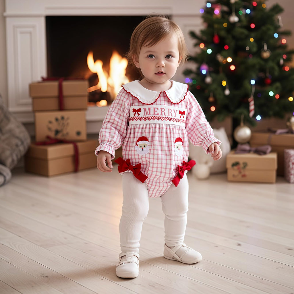 My First Christmas Baby Girl Romper Santa Claus Bodysuit Xmas Clothes