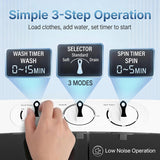 Compact Mini Twin Tub Washing Machine 13lbs Capacity Portable Washer Wash and Spin Cycle Combo, Built-in Gravity Drain