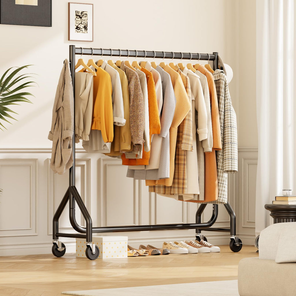 Clothes Clothing Rack, Rolling Heavy Duty Clothes Rack Load 420 LBS With Wheels, Clothes Rack for Hanging Clothes