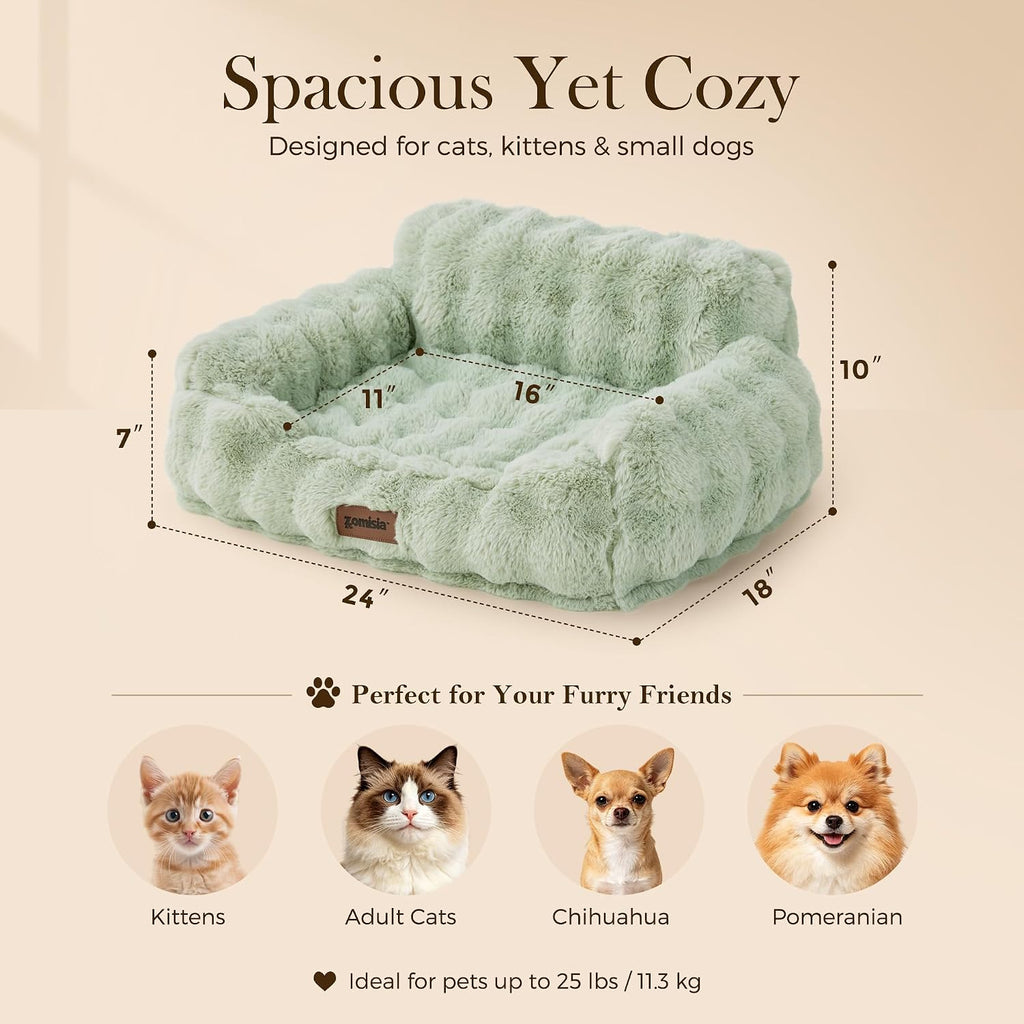 Orthopedic Cat Couch Bed for Indoor Cats, Removable Washable Cover