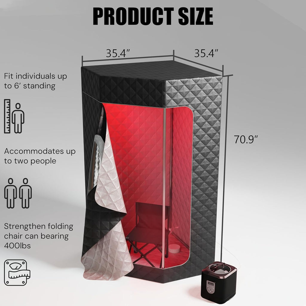 Upgraded Steam Sauna Portable with Red Light Therapy with Ice Bath Tub for Home Personal Home Spa Contrast Therapy