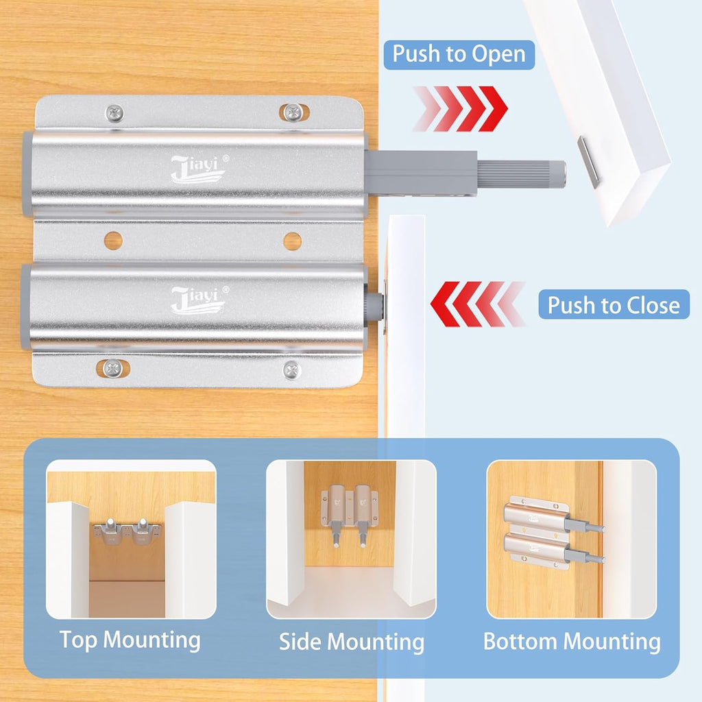 Magnetic Push Latch Heavy Duty Double Push to Open Door Latch Touch Latches Kitchen Door Push Release Latch for Drawer