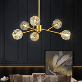 Sputnik Chandeliers for Dining Room Light Fixture Over Table, Modern Crystal Chandeliers, 6 Lights Gold Lighting Fixtures for Living Room Bedroom Kitchen Island A116-B094VHR2S7