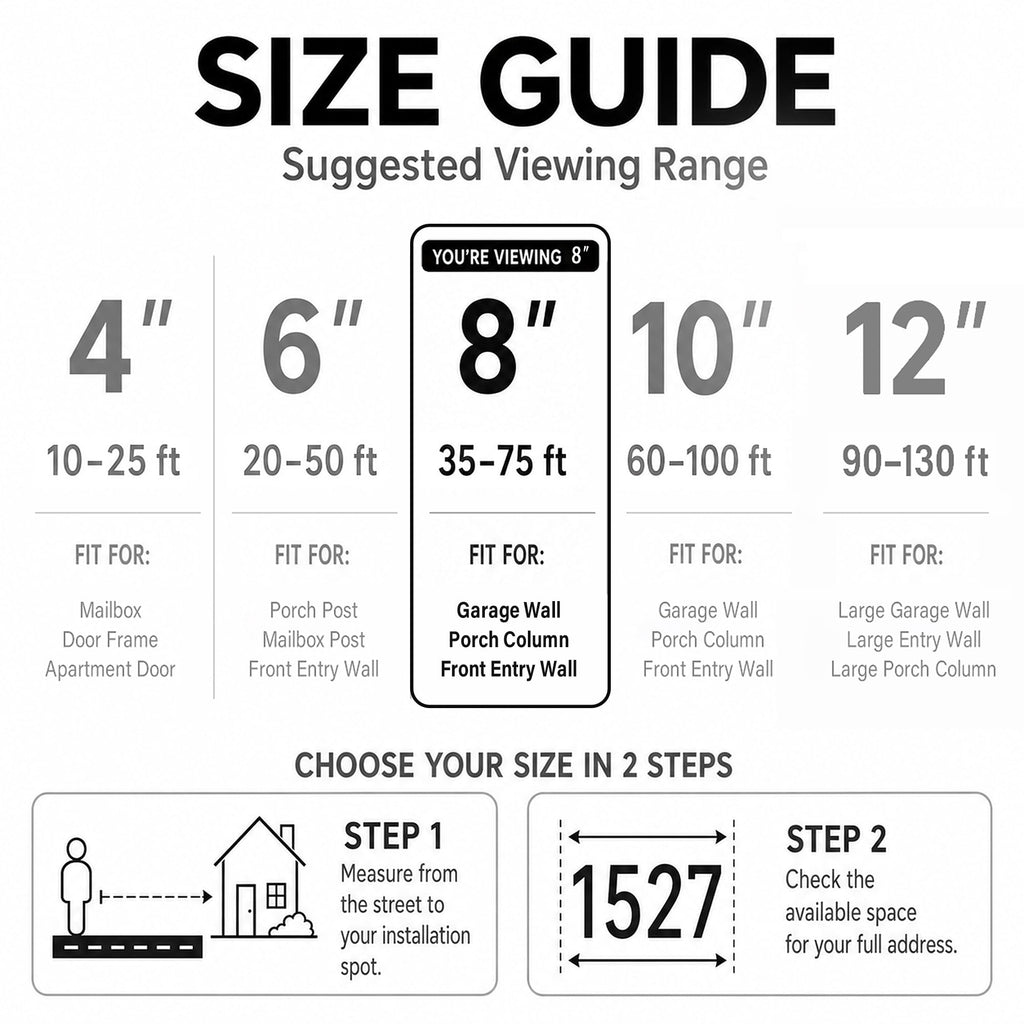 8 Inch House Numbers for Outside, Black Large Address Numbers (NO.)
