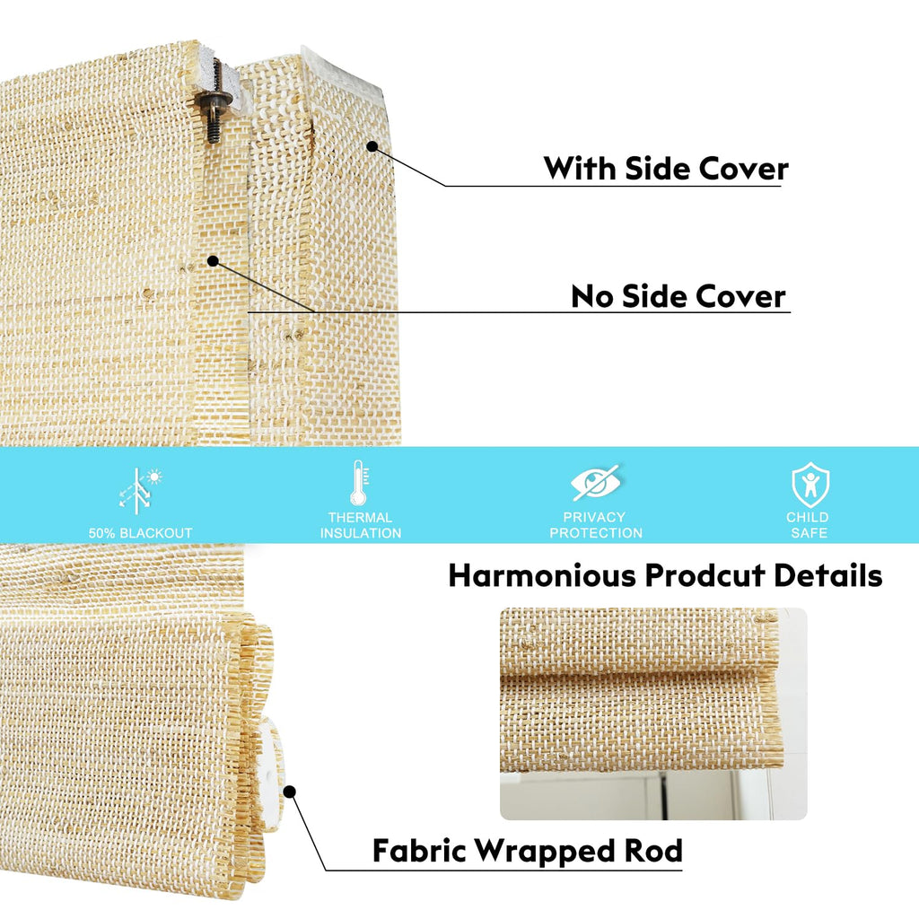 Motorized Bamboo Roman Blinds with Remote, Woven Roman Shades Compatible with Alexa Google Home, Automatic Bamboo