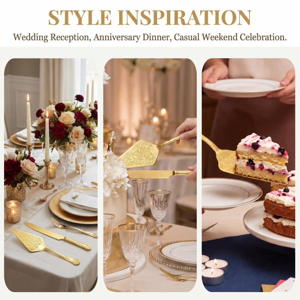 Wedding Cake Cutting Set, Stainless Steel Cake Knife and Server