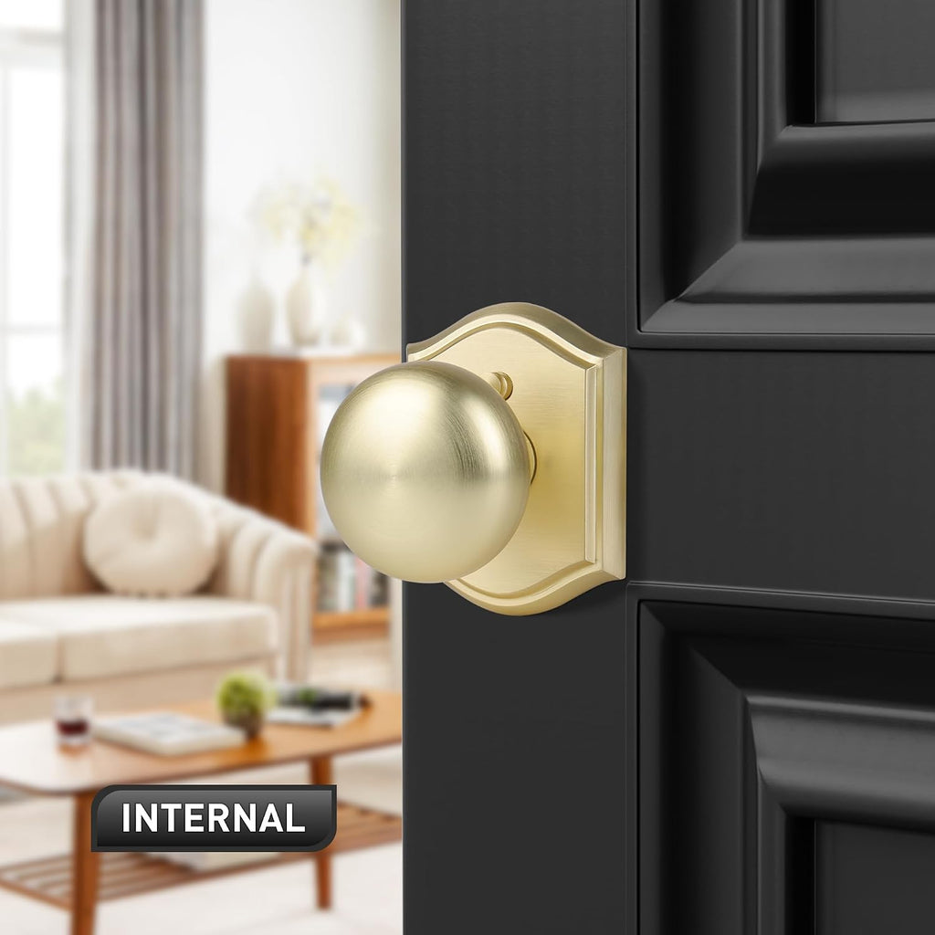 Privacy Door Knob Interior, Satin Brass, Zinc Alloy