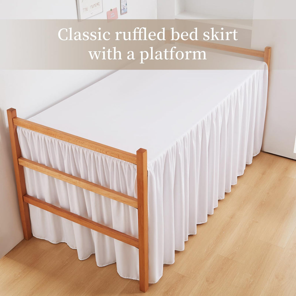 Dorm Bed Skirt, Twin XL with 32 Inch Drop, White