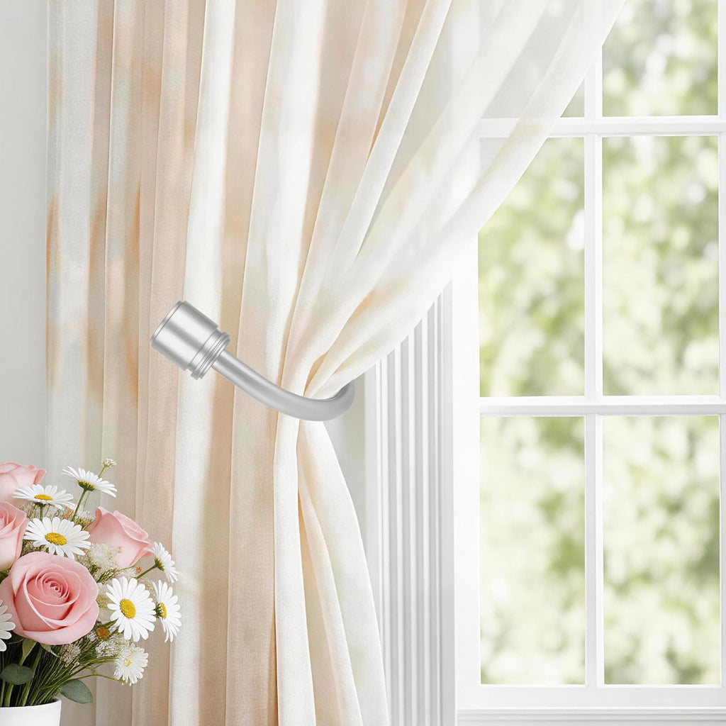 Curtain Holdbacks 2 Pack for Windows, Silver(1 Pair/2 Pack), Small