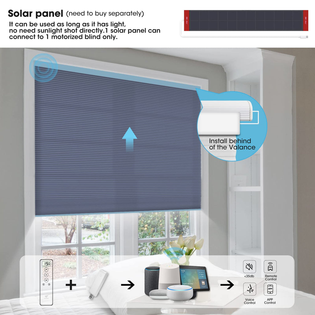 Motorized 60% Blackout Cellular Shade Compatible with Homekit Alexa, Smart Blinds Honeycomb Shade Light Filtering