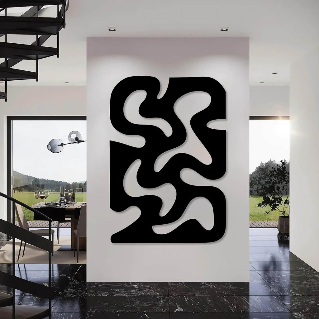 Modern Abstract Wall Art, Vertical Curved Metal Wall Decor, Modern Geometric Wall Hanging, Contemporary Artwork