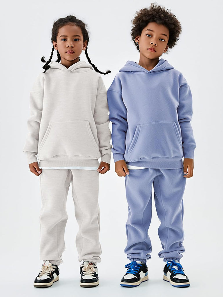 Kids Sweatsuit Girls Boys Fleece 2 Piece Outfits Hooded Sweatshirt and Jogger Sweatpants Athletic Clothing Sets