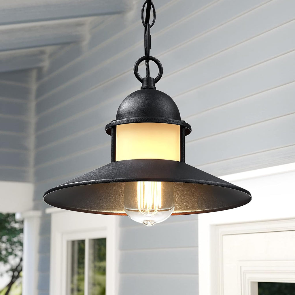 Outdoor Pendant Lights for Porch,2 Pack Farmhouse Exterior Hanging Lights Fixture with Adjustable Chain