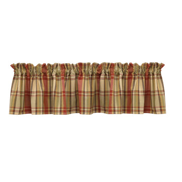 Farmhouse Kitchen Valances for Windows - Red Heartfelt | Fall Decor Window Valance Curtain | Plaid Curtain Windows