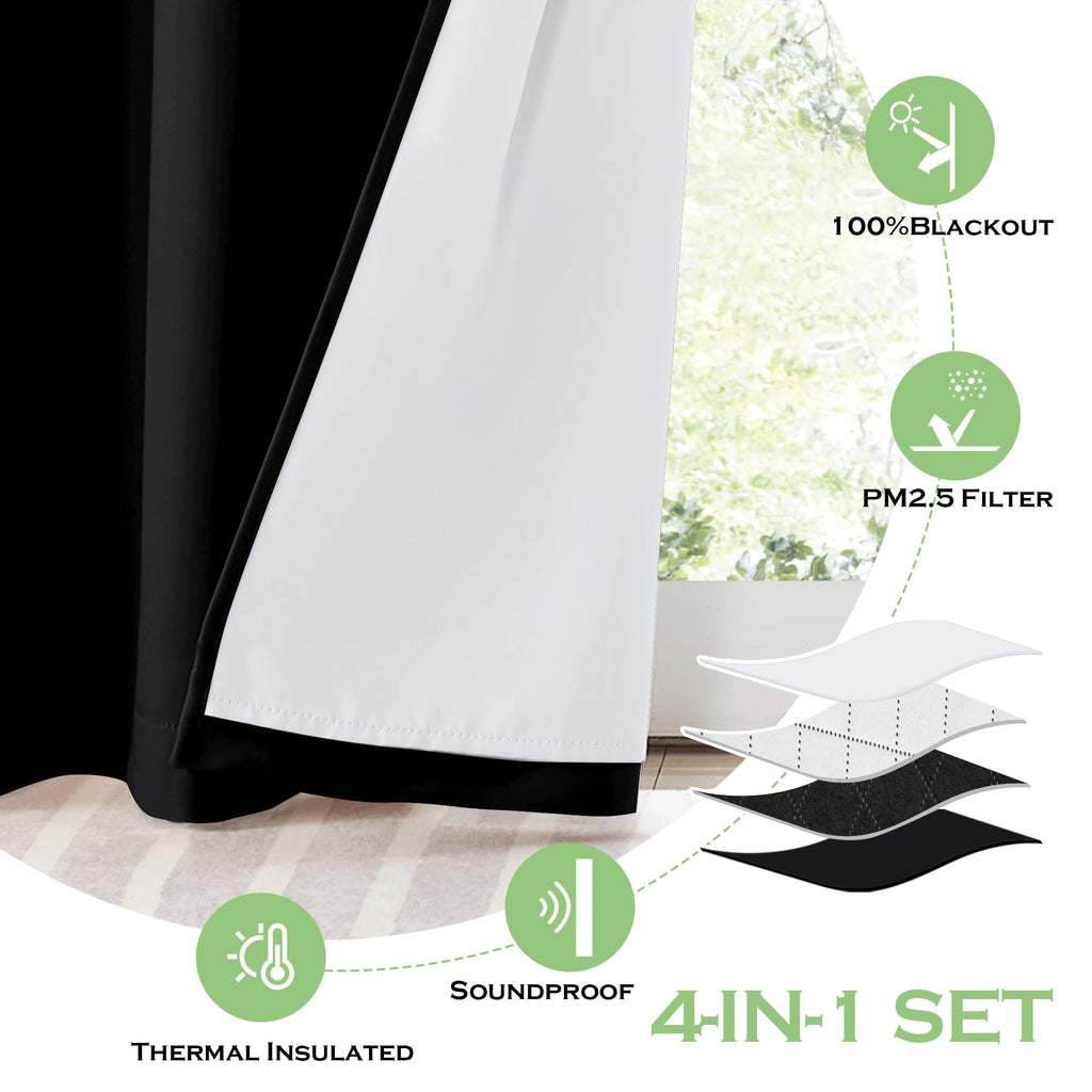 Soundproof Curtains Thermal Insulated 100% Blackout 4 Layers