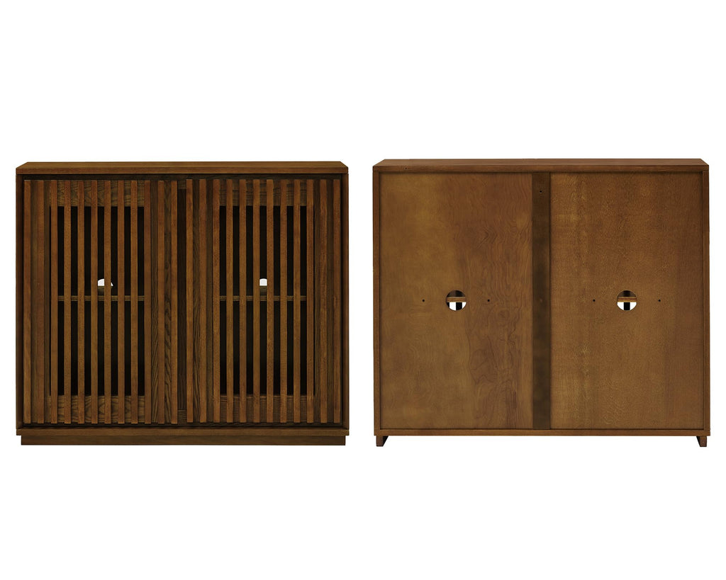 39 inch Narrow Buffet Cabinet Sideboard with Storage, Walnut, 3 Pieces