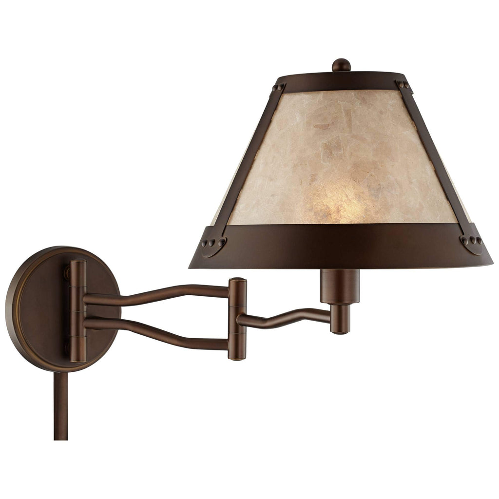 Samuel Mica Shade Plug-In Swing Arm Wall Lamp with Cord Cover Set of 2