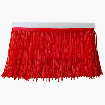 Beaded Fringe Trim,Ribbon Tassel Fringe Trim 4 Inch Wide 2 Yards Long for Crafts DIY Dress Clothes Decoration (Red)