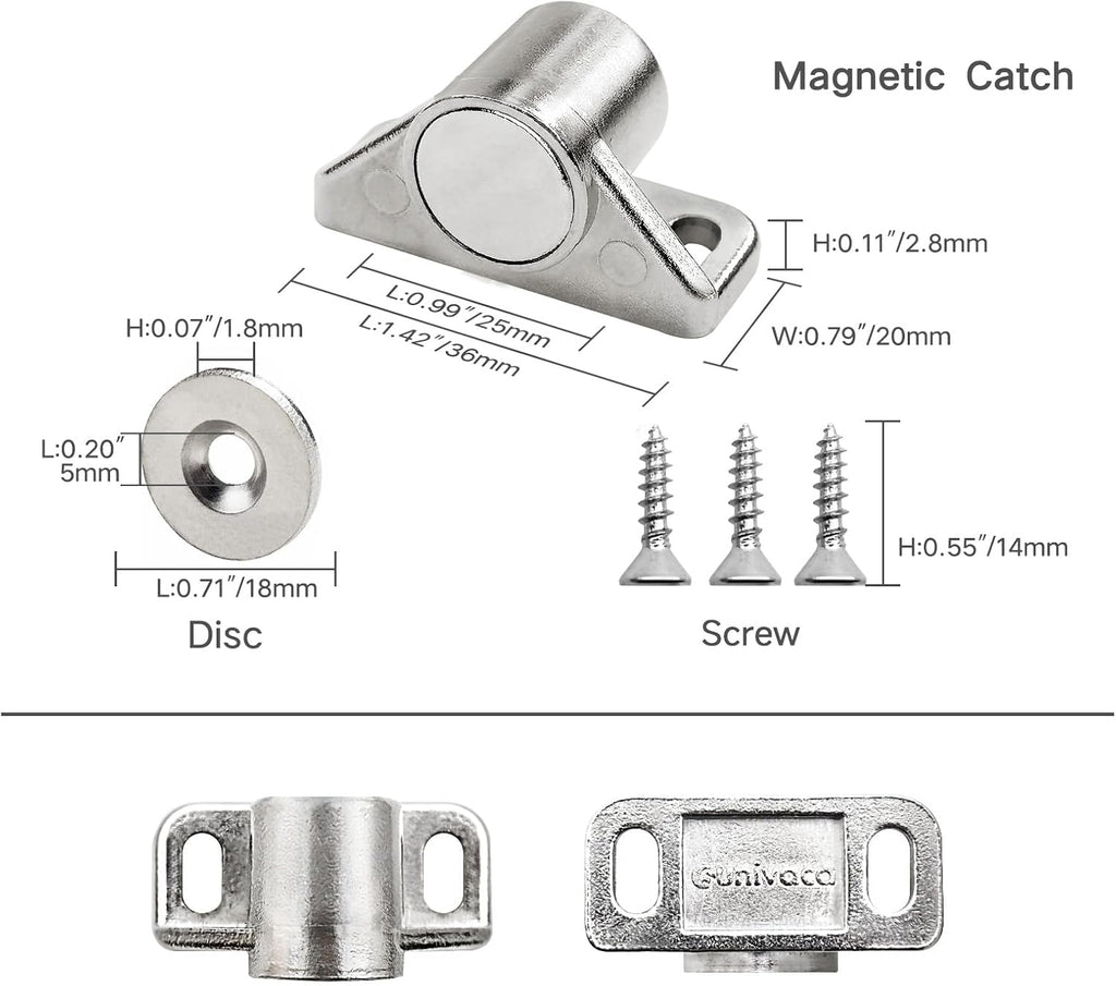 4 Pack Cabinet Magnets, Neodymium Magnetic Cabinet Door Catch - Silver