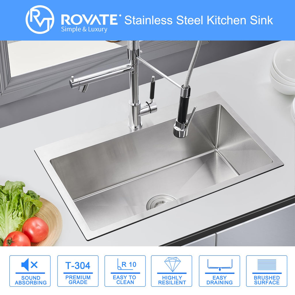 26 ×18 inches Drop-in Single Bowl 304 Stainless Steel