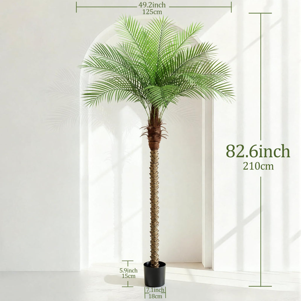 7ft Artificial Phoenix Palm Tree Tall Artificial Palm Trees with 15 Adjustable Leaves, Faux Phoenix Palm Plants for
