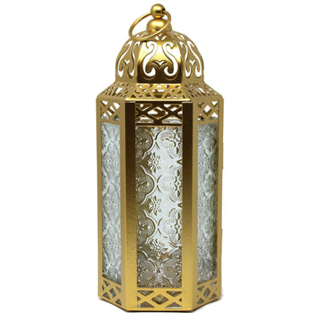 Decorative Indoor Moroccan Candle Holder, Gold, M